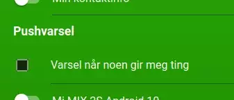 Skjermbilde fra appen