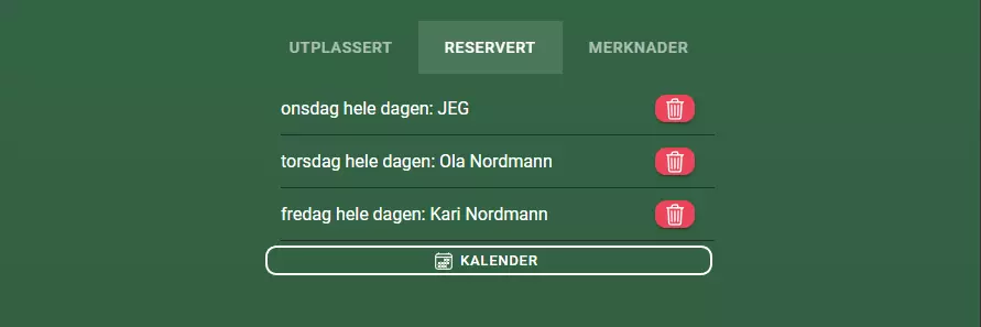 Skjermbilde fra appen